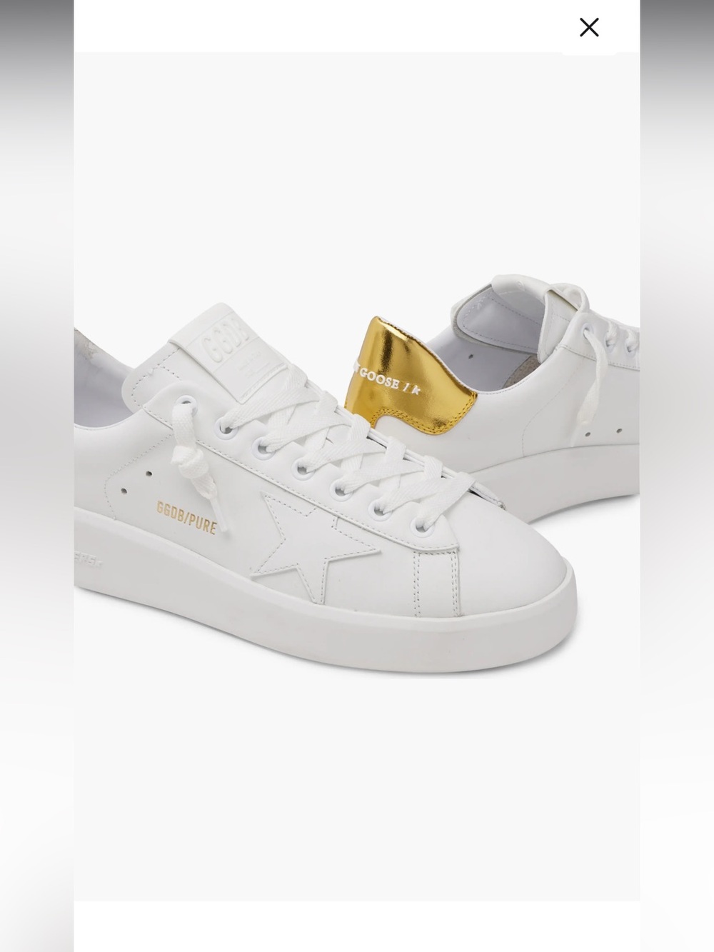 Golden Goose White Leather Sneakers with Gold Heel Panel - Picture 2 of 12
